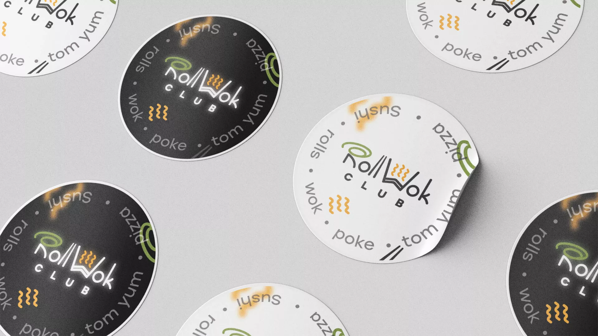 Разработка наклеек для суши-бара «Roll Wok Club» в Алатыре